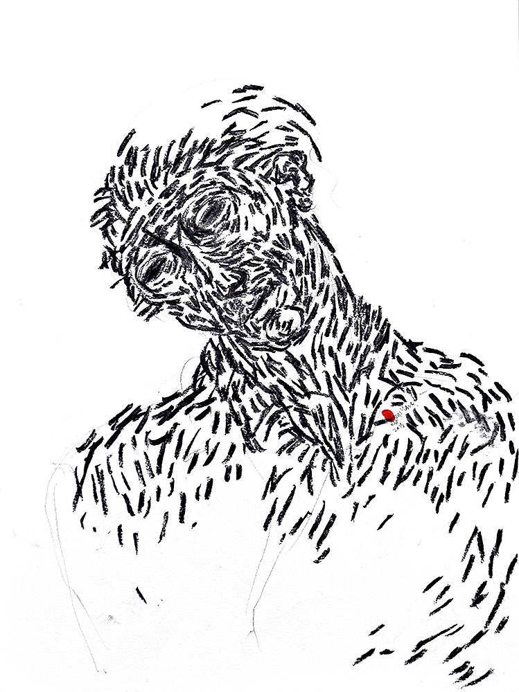 Untitled - Charrcoal On Acid Proof Paper by Rajendra Usapkar