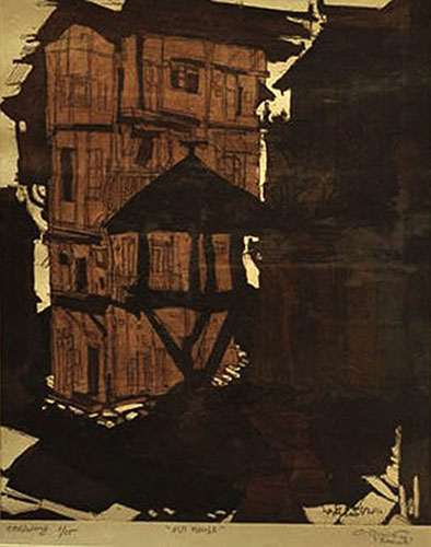 Street & Hills - ETCHING  On Acid Proof Somerset Paper by Vindavan Solanki 