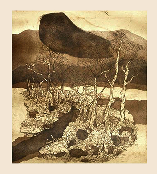 Old House - ETCHING  On Acid Proof Somerset Paper by Vindavan Solanki 