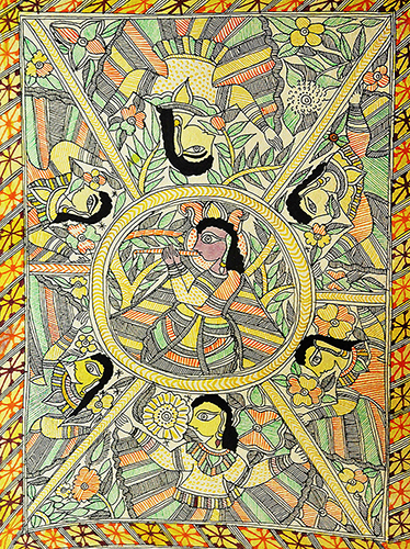 Madhubani 09 - Madhubani Art On Hand made Paper by Teera Devi